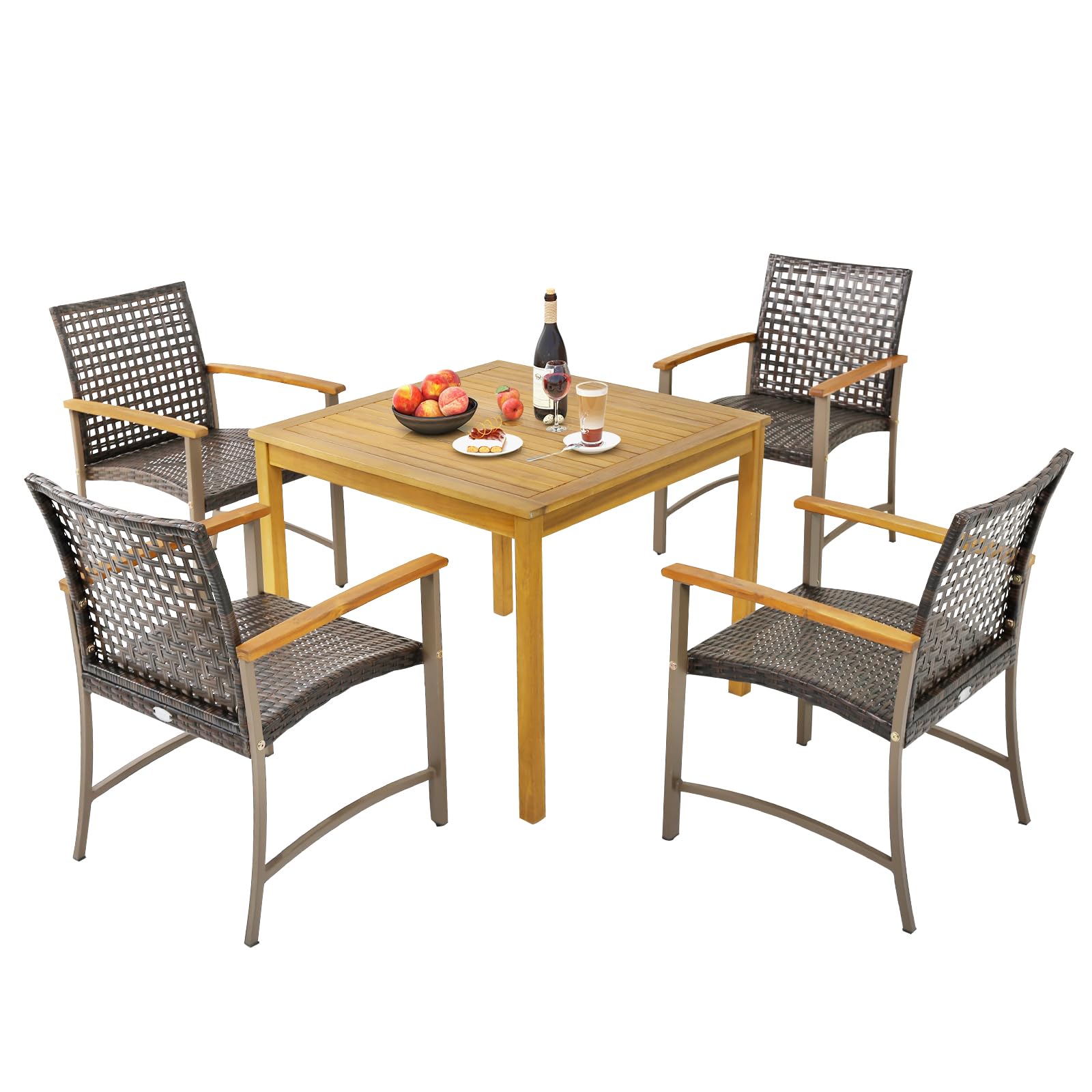 Tangkula 5 Pieces Patio Dining Set with 1.9” Umbrella Hole